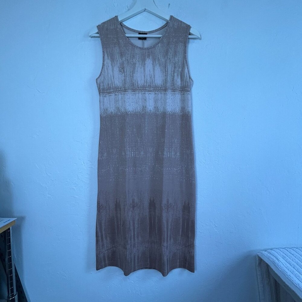 Nanso Womens Sleeveless Beige Ombre Shift Dress Small Viscose Blend Stretch